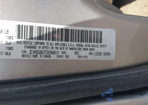 2012 Dodge Grand Caravan Se/Avp from USA, damaged, VIN 2C4RDGBG7CR206814